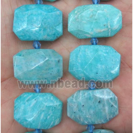 green Amazonite nugget beads, faceted rectangle