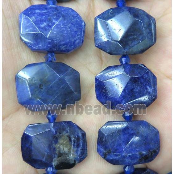 blue Sodalite nugget beads, faceted rectangle