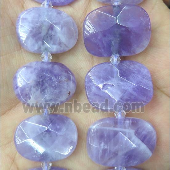 purple chalcedony nugget beads, faceted rectangle