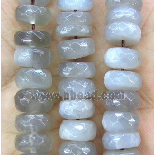 gray moonstone beads, faceted rondelle