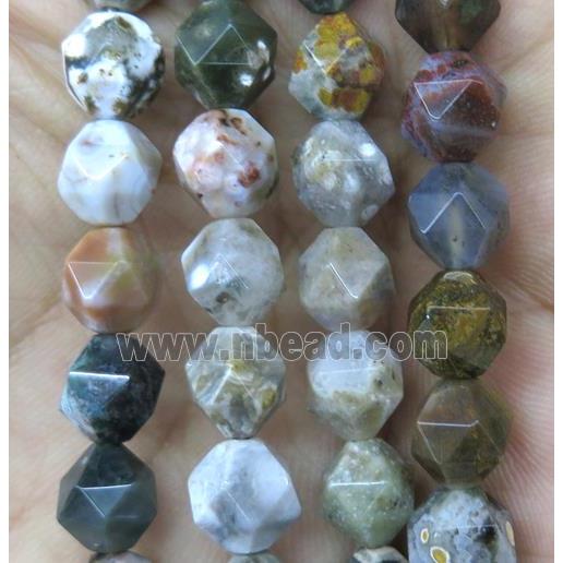 faceted round Ocean Agate beads ball