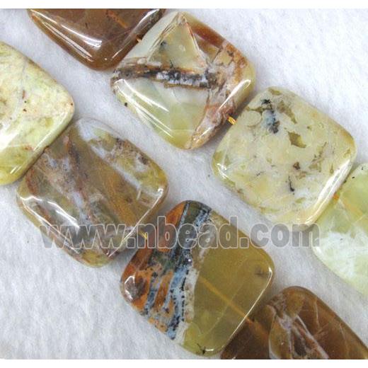 yellow opal stone bead, square