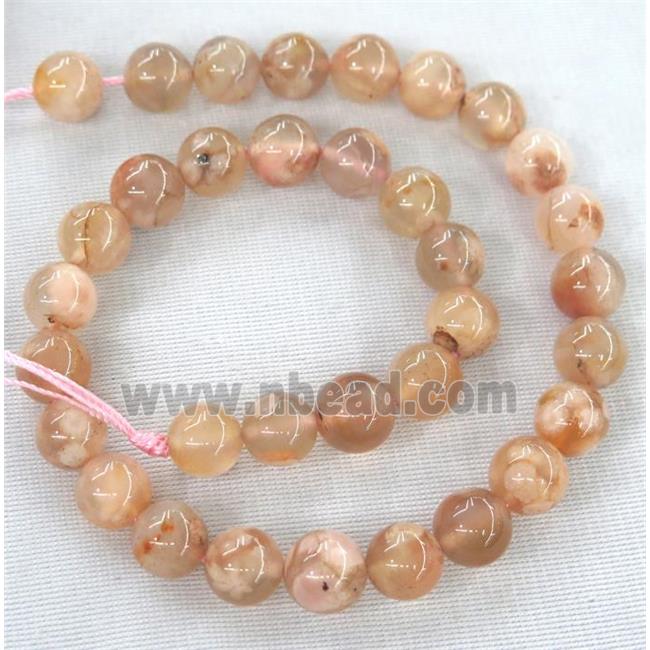 round Cherry blossom Agate beads, lt.pink