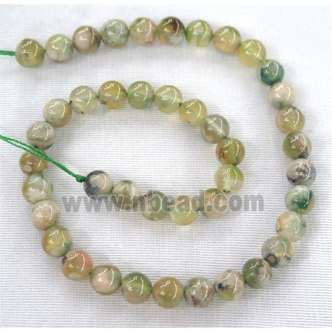 round Cherry blossom sakura Agate beads, green