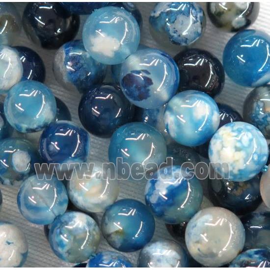 round Cherry Agate beads, blue