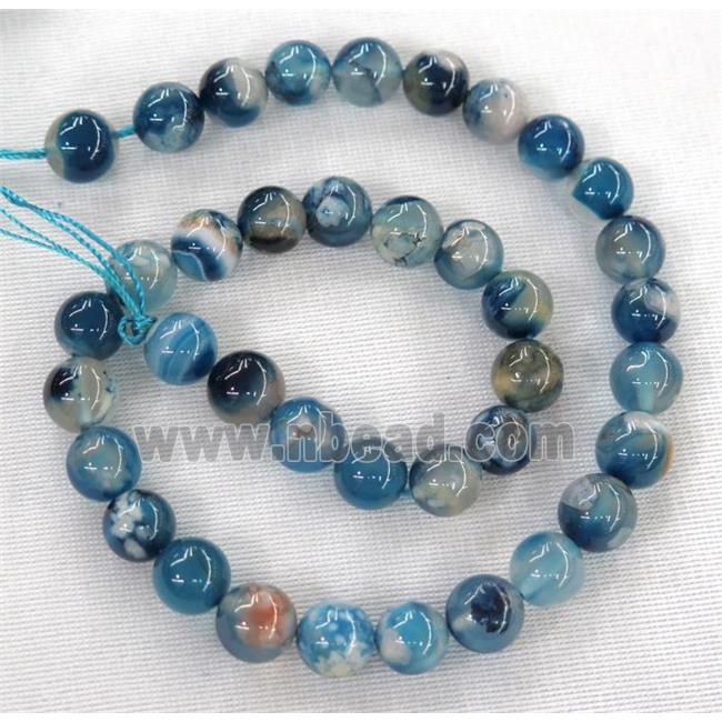 round Cherry Agate beads, blue