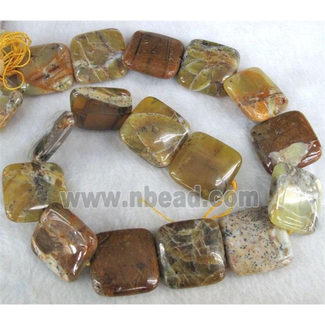 yellow opal stone bead, square