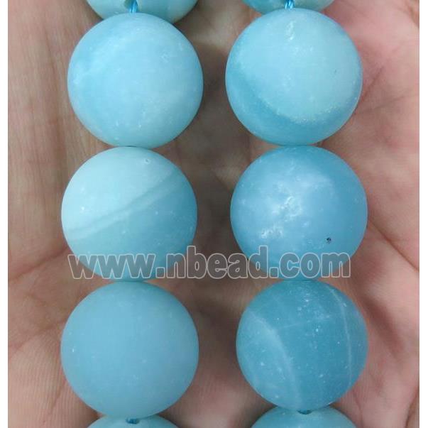 large round blue Amazonite beads, matte, dye