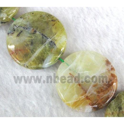 yellow Opal Jasper beads, flat round
