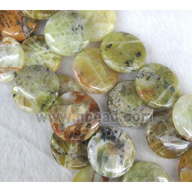 yellow Opal Jasper beads, flat round