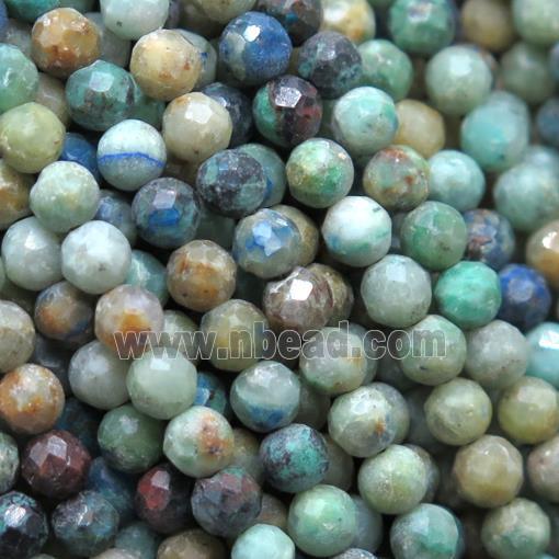 tiny faceted round Chrysocolla beads