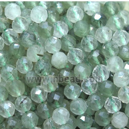 natural Green Rutilated Quartz beads, faceted round