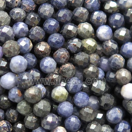 Natural Sapphire Beads Blue Faceted Round B-grade