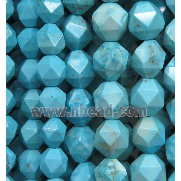 blue turquoise ball bead, faceted round