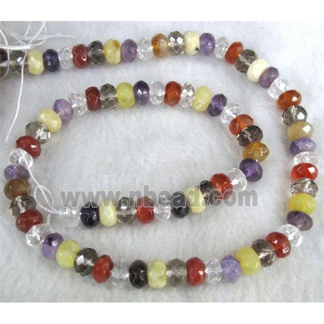 mixed gemstone beads, faceted rondelle, mixed color