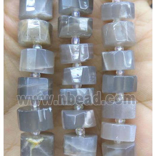 gray MoonStone beads, faceted heishi