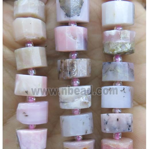 Pink Opal Jasper bead, faceted heishi