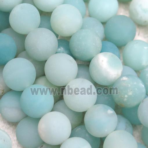 blue Amazonite round beads, matte