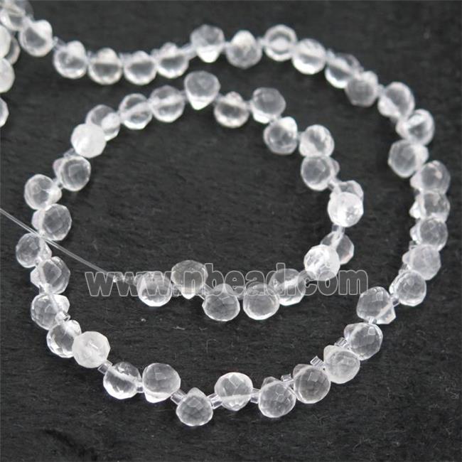 Clear Quartz beads, faceted teardrop