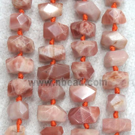 pink SunStone beads, faceted freeform