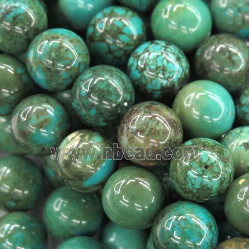 green Sinkiang Turquoise beads, round