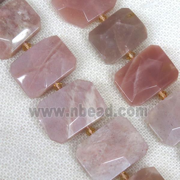Natural Peach Moonstone Beads Faceted Rectangle