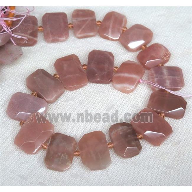 Natural Peach Moonstone Beads Faceted Rectangle