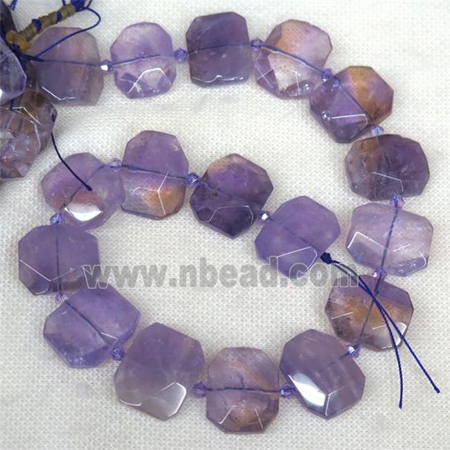 purple Ametrine nugget beads, faceted rectangle