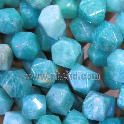 green Amazonite nugget beads, faceted round