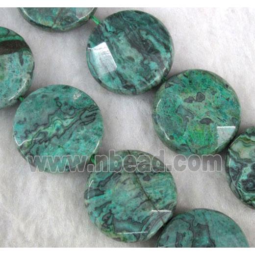 green picture jasper beads, faceted round