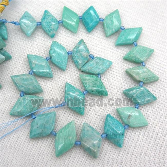 blue Amazonite bead, faceted bullet
