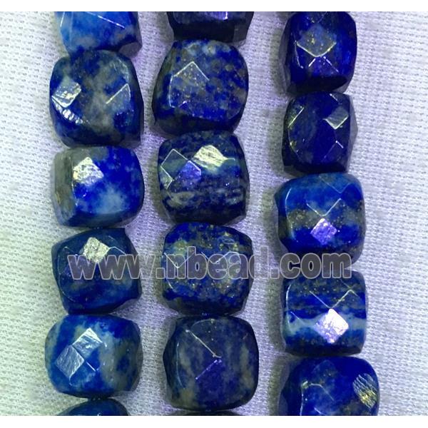 blue Lapis Lazuli bead, faceted cube