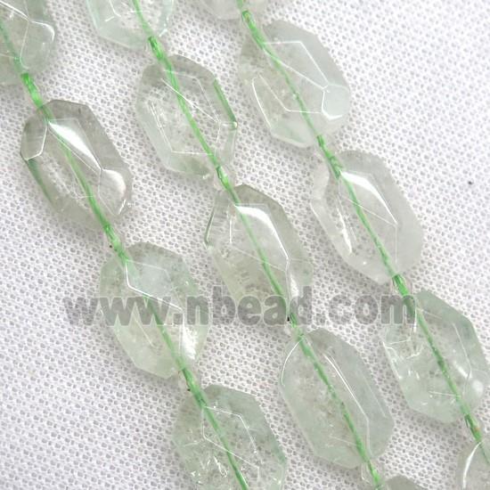 natural green quartz beads, faceted rectangle
