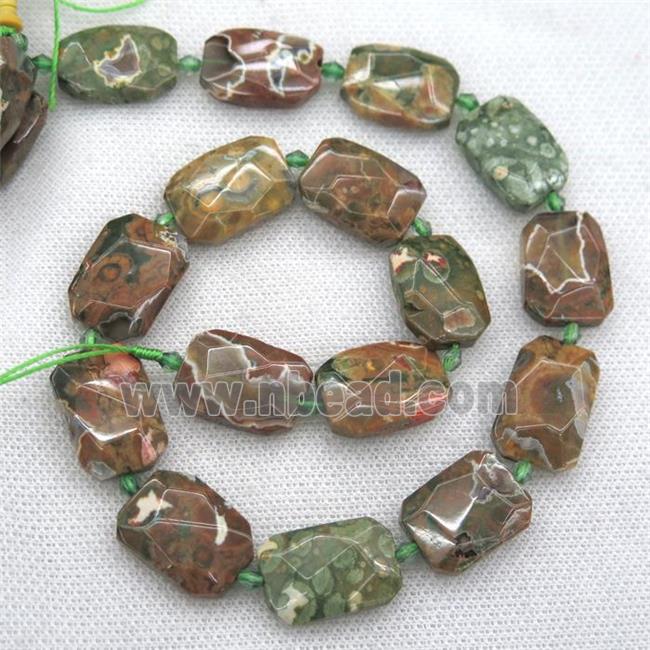 Rhyolite beads, faceted rectangle