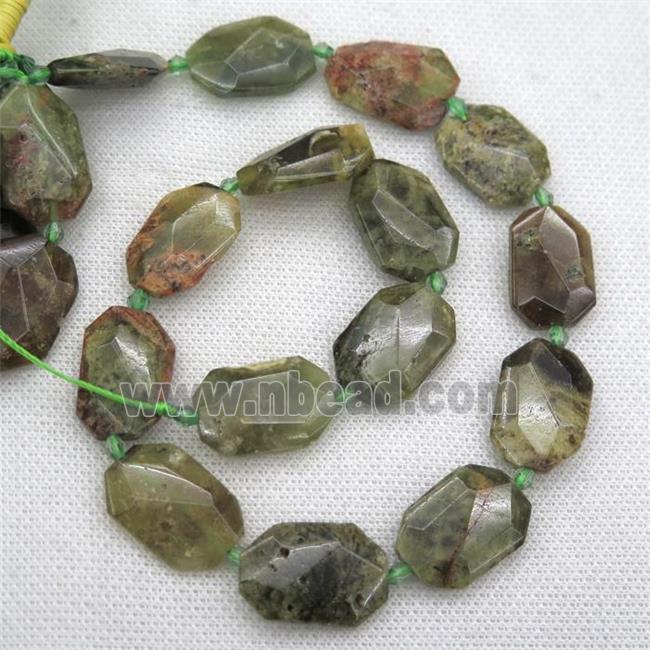 green Garnet beads, faceted rectangle