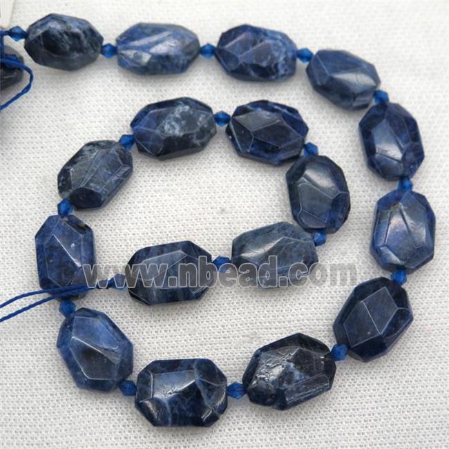blue Sodalite beads, faceted rectangle