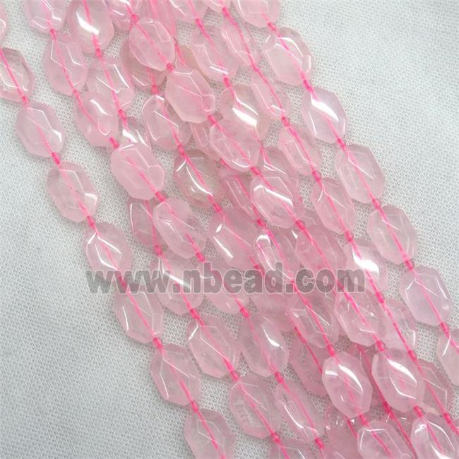 Rose Quartz beads, pink, faceted rectangle