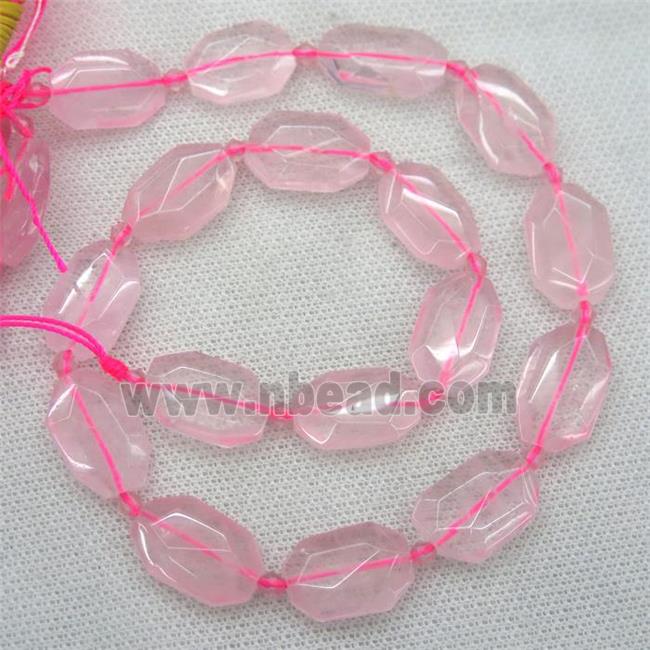 Rose Quartz beads, pink, faceted rectangle