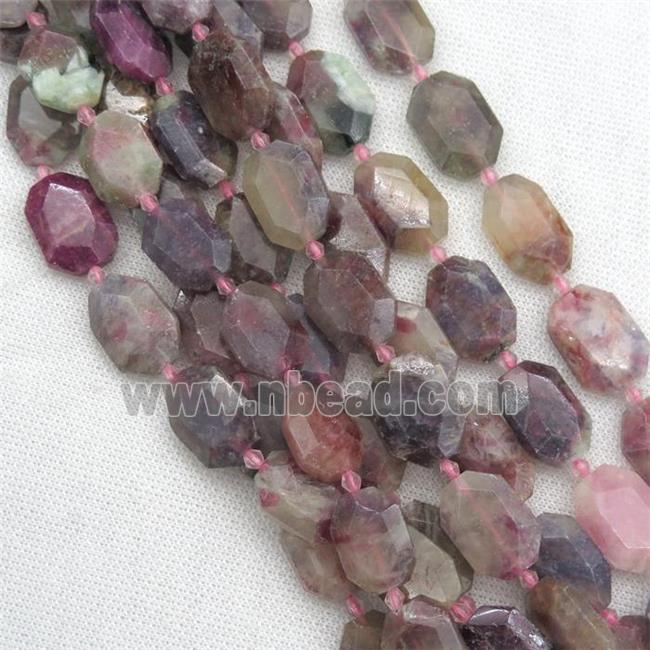 Tourmaline beads, faceted rectangle