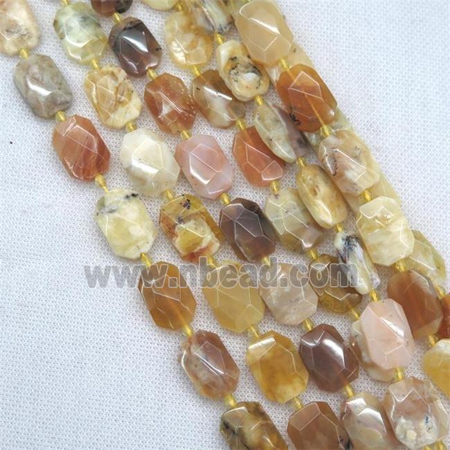 Yellow Opal Jasper beads, faceted rectangle