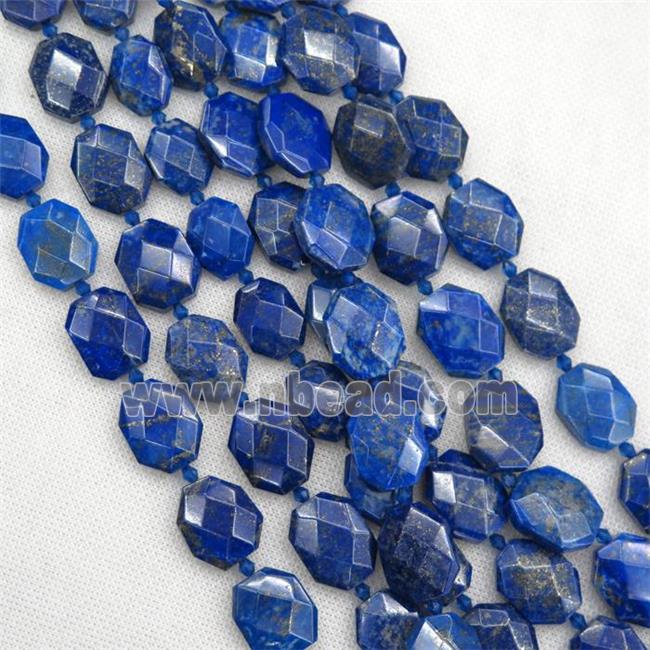 blue Lapis Lazuli beads, faceted rectangle