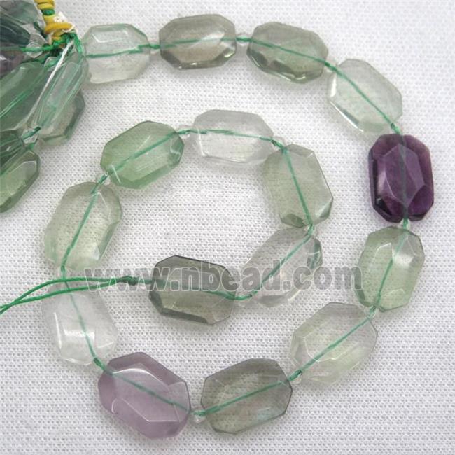 green Fluorite beads, faceted rectangle