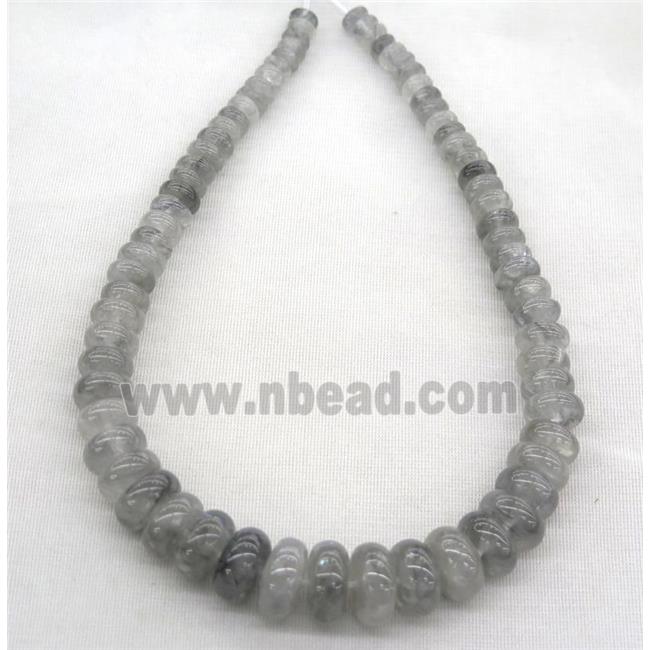 natural Gray Cloudy Quartz collar beads, rondelle