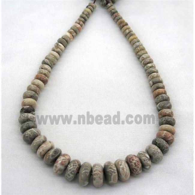 Coral Fossil collar beads, rondelle