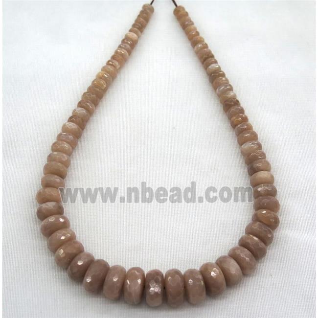 orange MoonStone collar beads, faceted rondelle