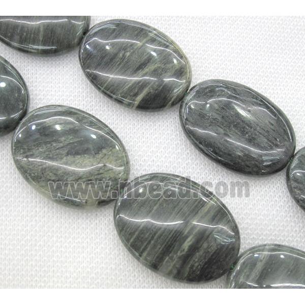 natural Seraphinite bead, flat oval