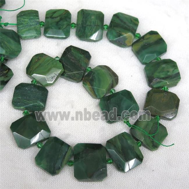 green African Chrysoprase nugget beads, faceted rectangle
