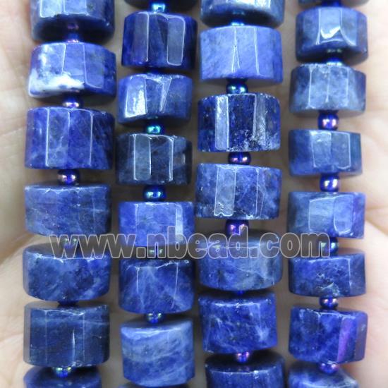 blue Sodalite beads, faceted heishi