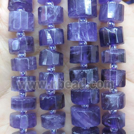 purple Amethyst beads, faceted heishi