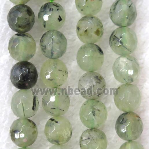 green Prehnite beads, faceted round